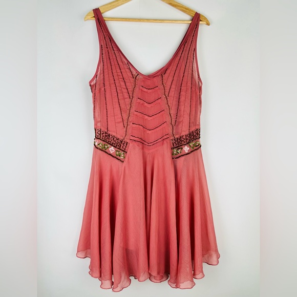 Free People Pink Pop Champagne Beaded Mini Dress - Picture 3 of 7